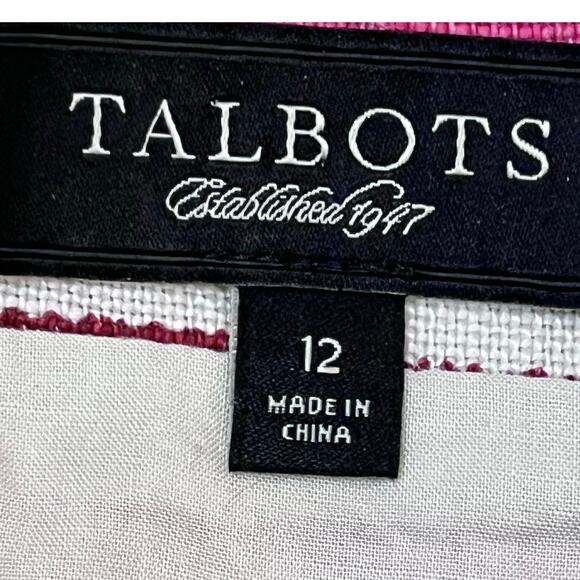 Talbot Women 12 Pink/Green Striped 100% Linen Vacation Summer Cruise Skirt - Picture 3 of 8